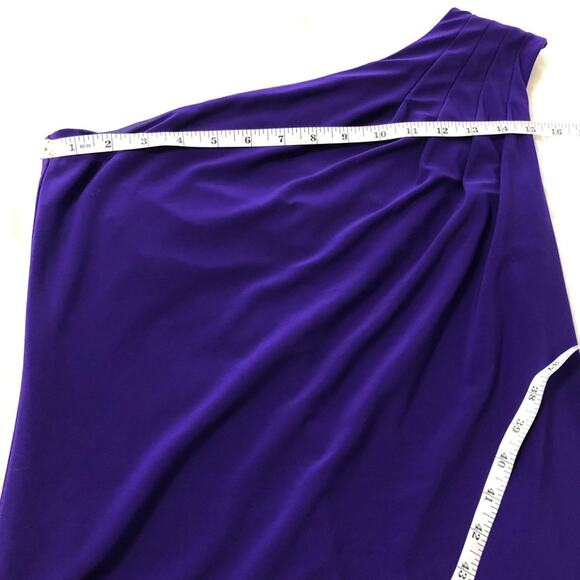 Trina Turk Colorblock One Shoulder Dress Purple Brown Size 2 Sheath - Picture 6 of 10